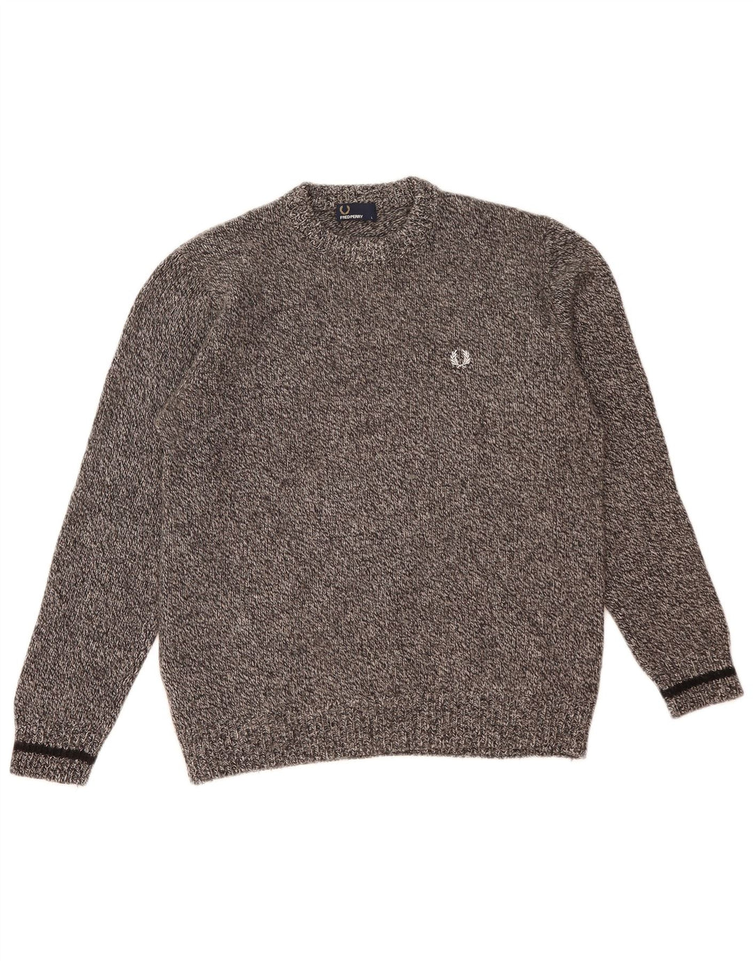 Fred Perry Herre trøje med rund hals, stor grå flekket uld