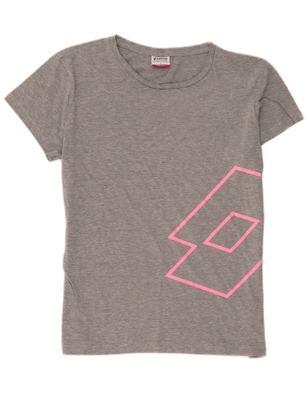 Lotto Dame Grafisk T-Shirt Top UK 14 Medium Grå Bomuld