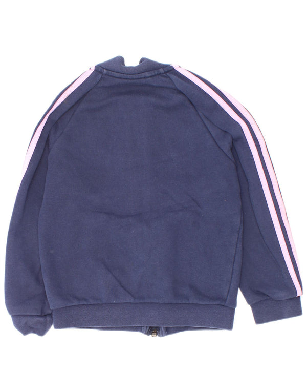 Adidas Girls Tracksuit Top Jacket 3-4 Years Navy Blue Cotton