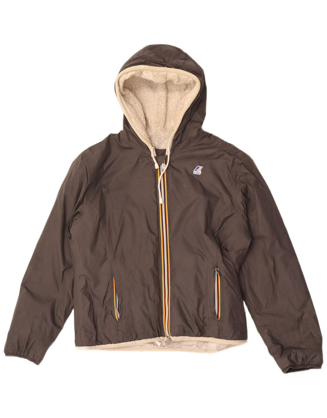 K-Way Herre Hooded Windbreaker Jacket UK 38 Medium Grå Polyamid
