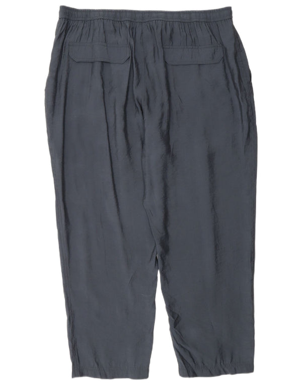 Zara Dame Straight Cropped Trousers 2XL W34 L26 Navy Blue Modal