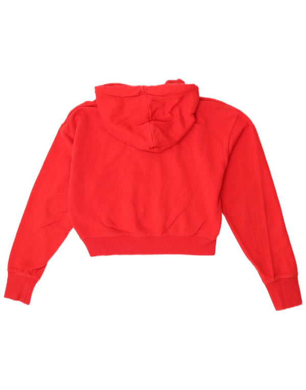 Superdry Womens Oversized Crop Graphic Hoodie Jumper UK 10 Lille rød bomuld