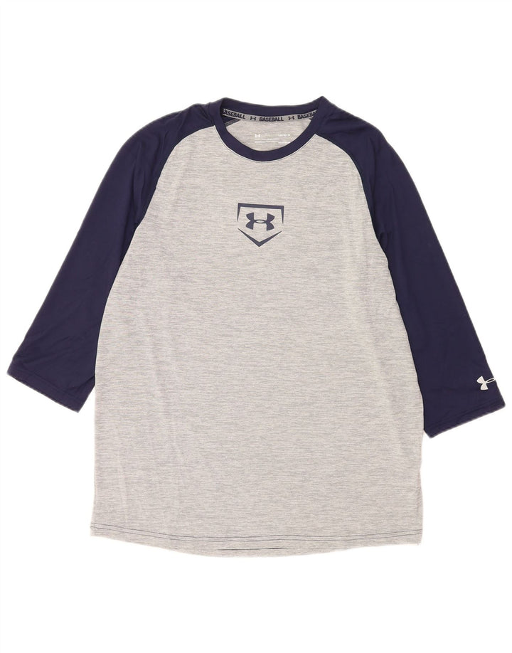 Under Armour Herre Loose Fit Top 3/4 ærmet, stort gråt Colourblock Polyester
