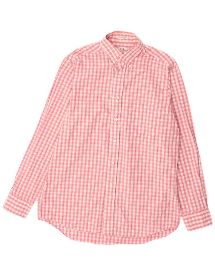 IZOD Herre Regular Fit skjorte størrelse 15 1/2 Medium Pink ternet bomuld