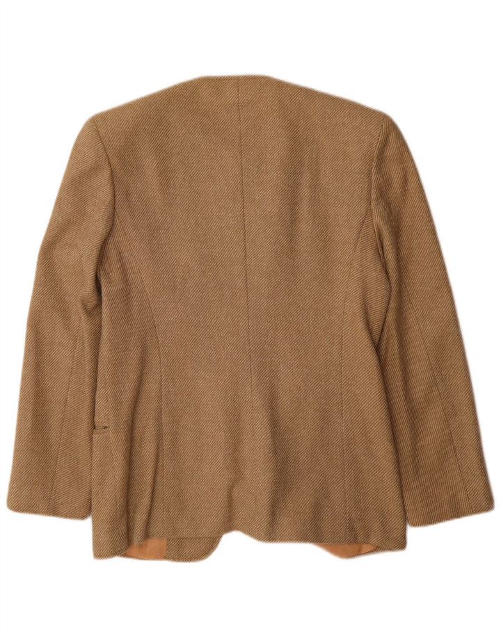 Elle Erre Dame Longline Blazer Jacket IT 44 Medium Beige Pinstripe
