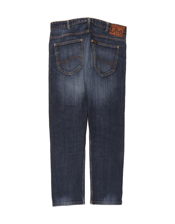 LEE Dame Powell Straight Jeans W34 L30 Marineblå Bomuld