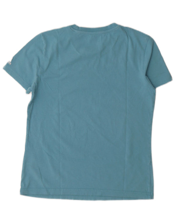 Adidas Dame Grafisk T-Shirt Top UK 12/14 Medium Blue Bomuld
