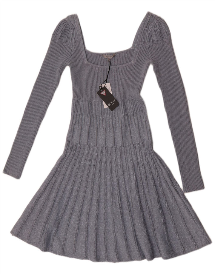 Guess Dame Langærmet Jumper Dress UK 12 Medium Grey Rayon