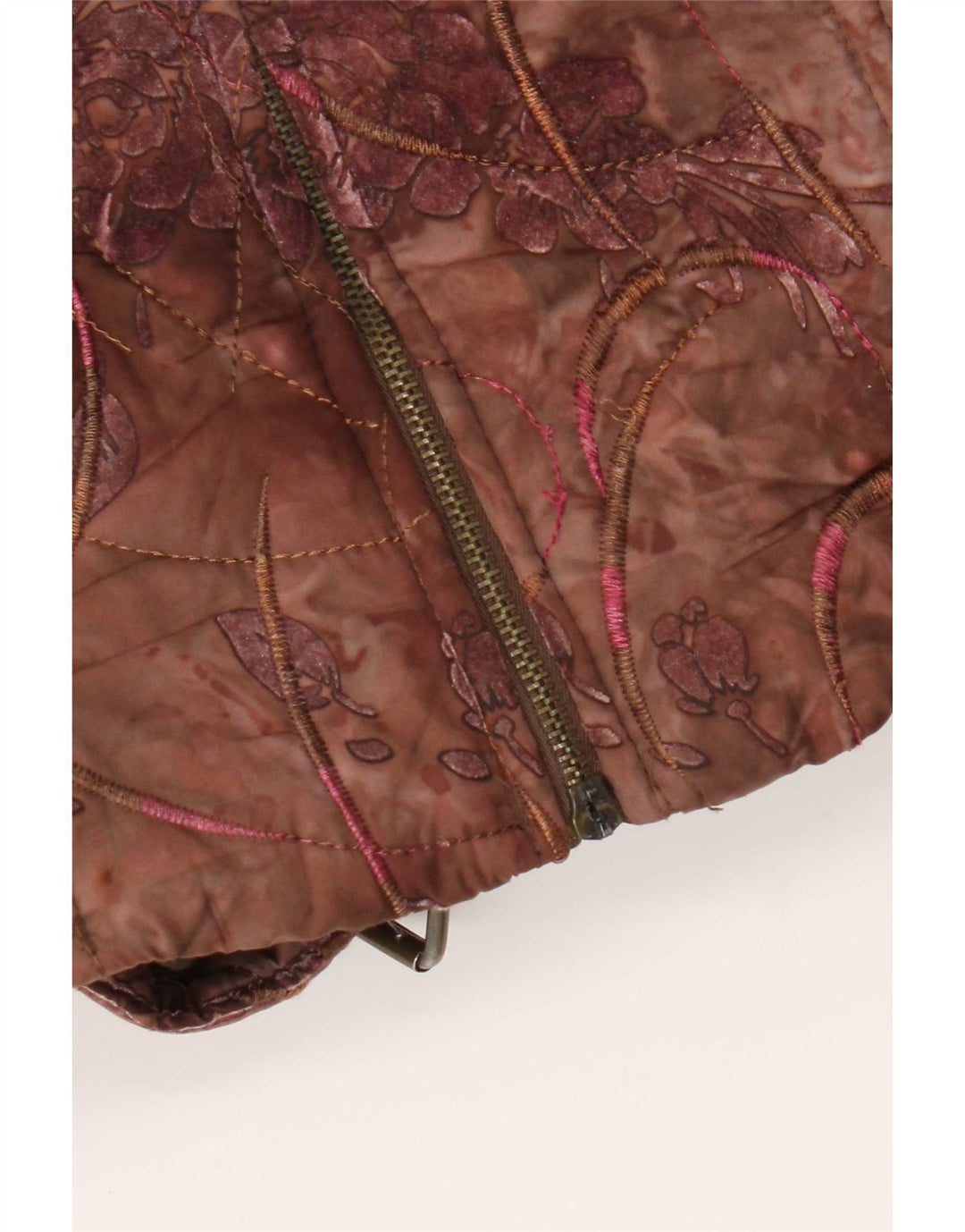 Vintage kviltet jakke til kvinder UK 10 Small Brown Floral