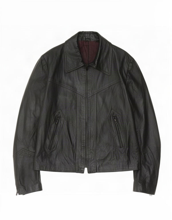 Vintage læderjakke til kvinder UK 14 Medium Sort
