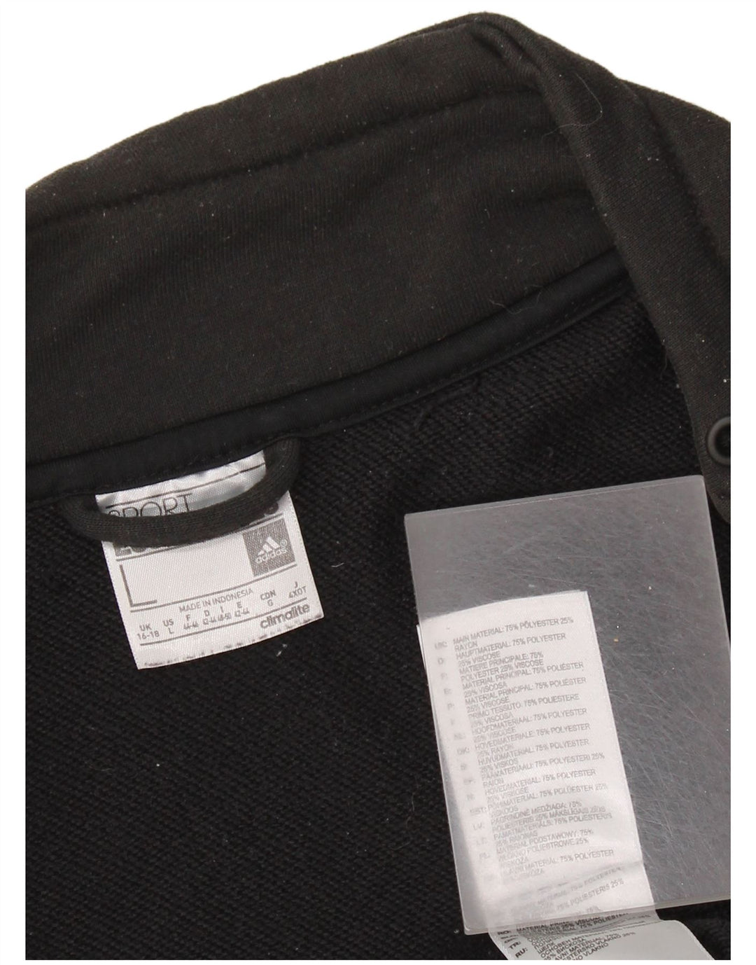 Adidas Dame Climalite Træningsdragt Topjakke UK 16/18 Stor Sort Polyester