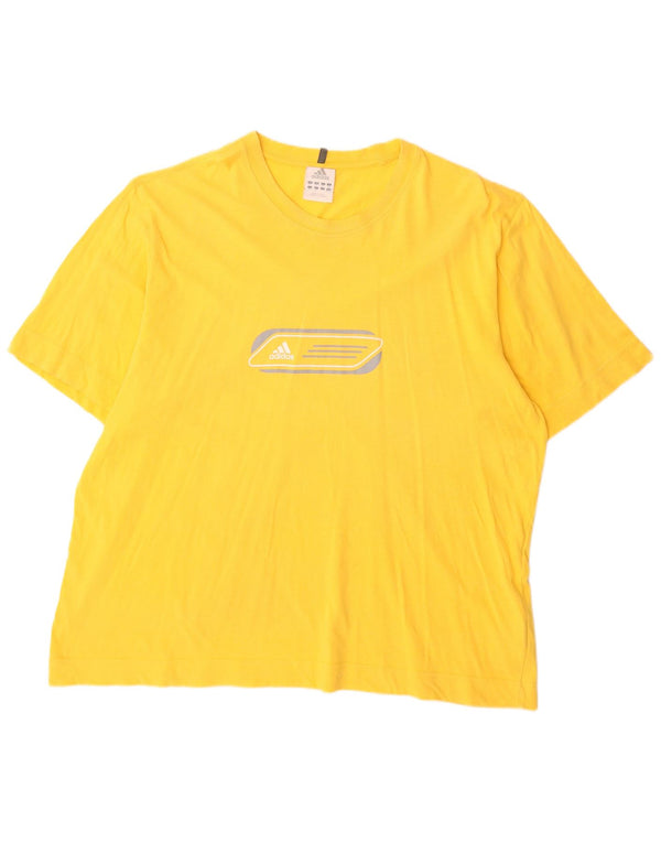 Adidas Mens T-Shirt Top 2XL Yellow Cotton