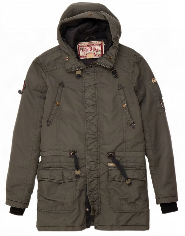 KHUJO Herre Hooded Parka Jacket UK 36 Small Green Polyester