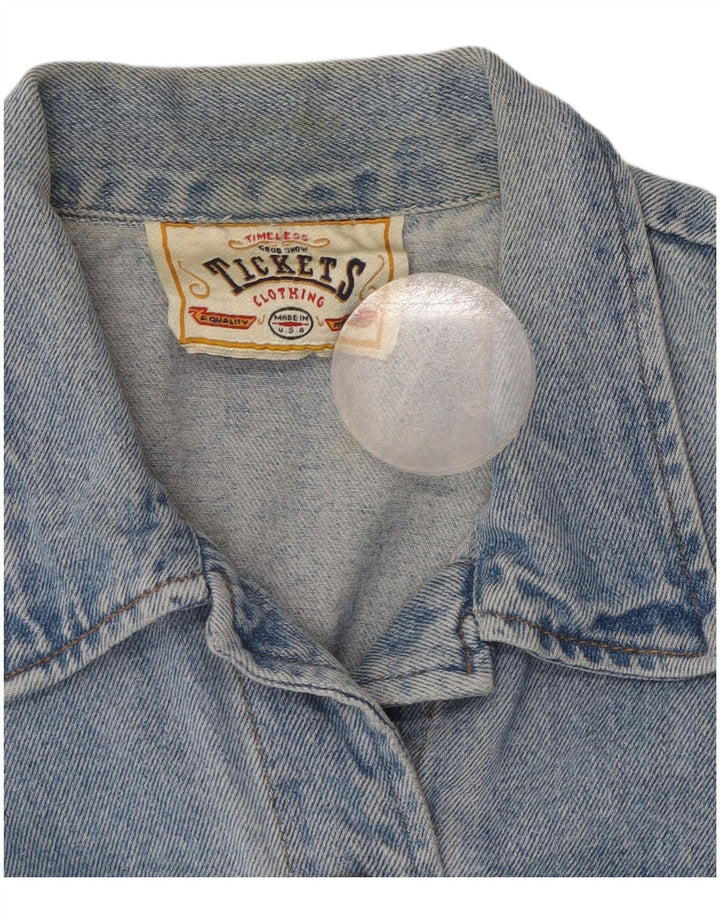 VINTAGE Girls Denim Gilet 9-10 År Blå Bomuld