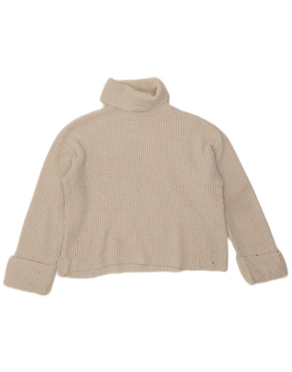 Marks & Spencer Dame Crop Roll Neck Jumper Sweater UK 14 Medium White