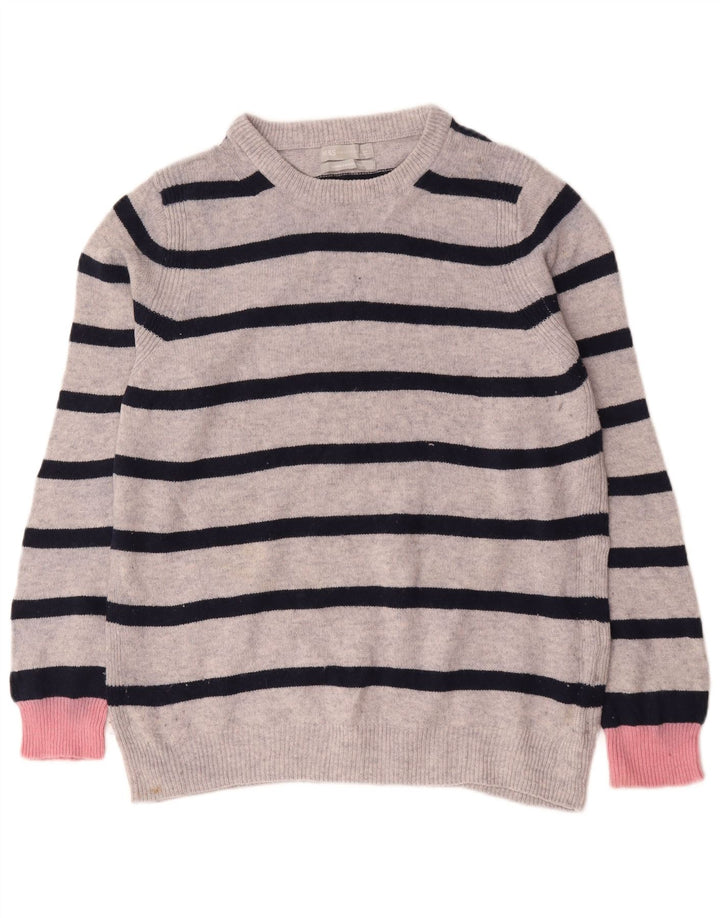 Marks & Spencer Dame sweater med rund hals DK 16 Stor grå stribet
