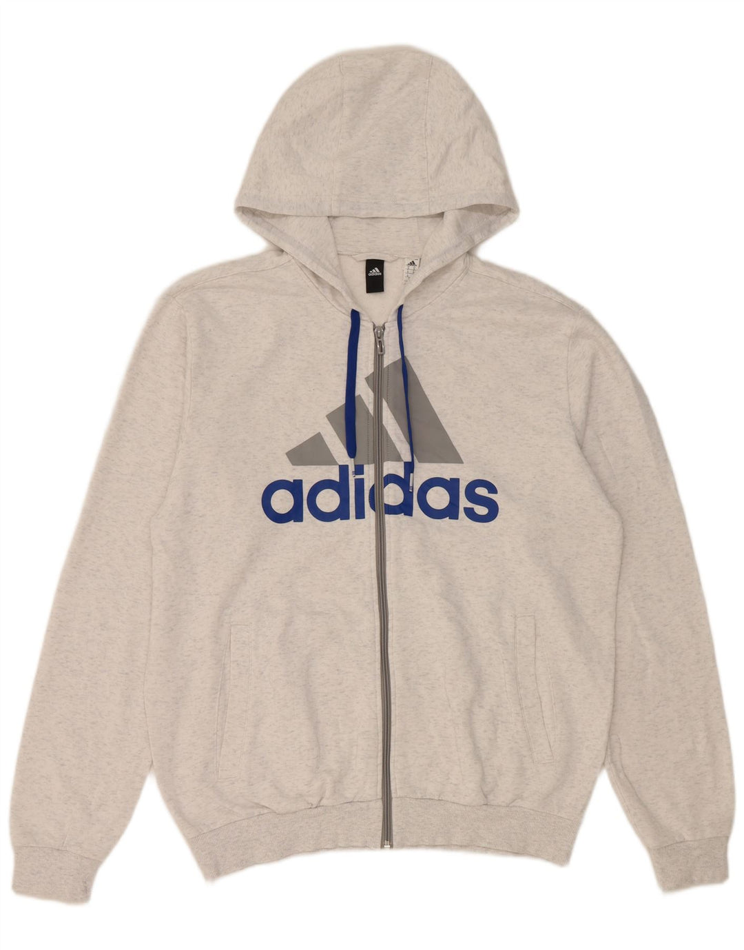 Adidas Herre grafisk hættetrøje med lynlås Medium Off White Flecked
