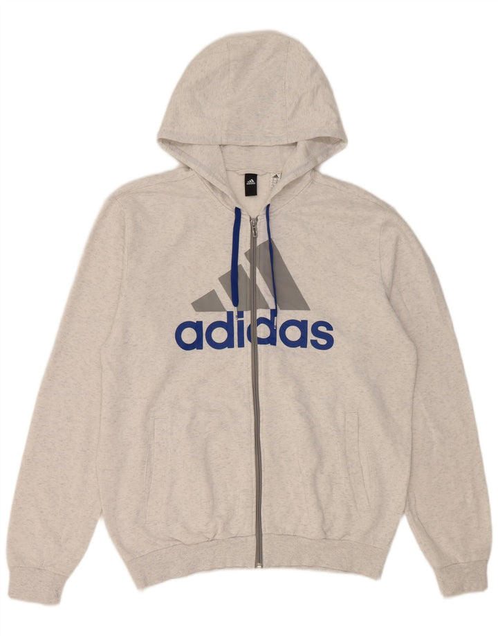 Adidas Herre grafisk hættetrøje med lynlås Medium Off White Flecked