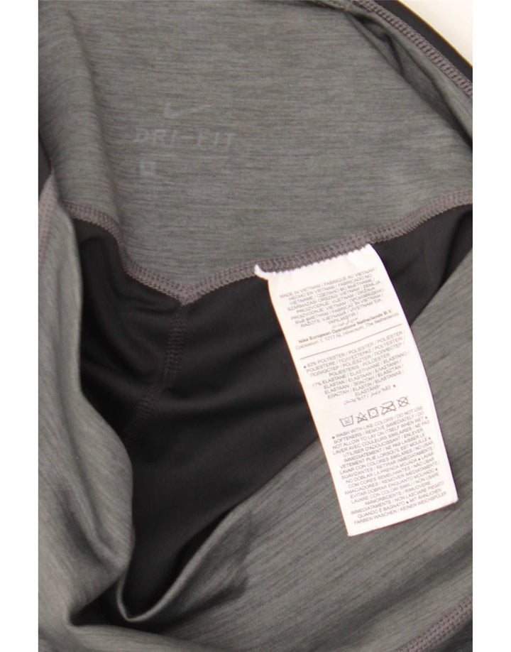 Nike Dame Dri Fit Leggings UK 12 Medium Grey Colourblock Polyester