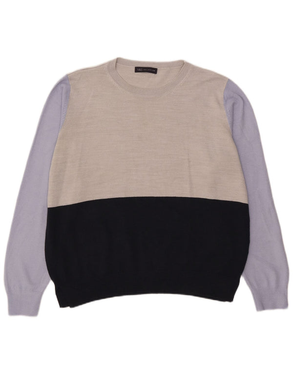 Marks & Spencer Dame Boat Neck Jumper Sweater UK 18 XL Blå Colourblock