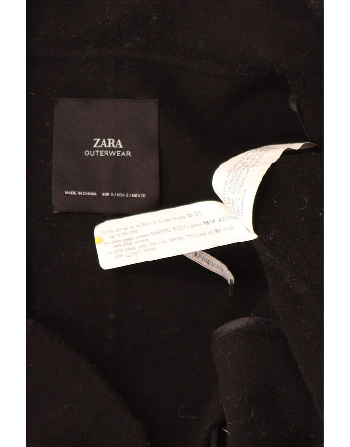 Zara Dame Oversized Dobbeltradet Frakke UK 10 Small Black Wool