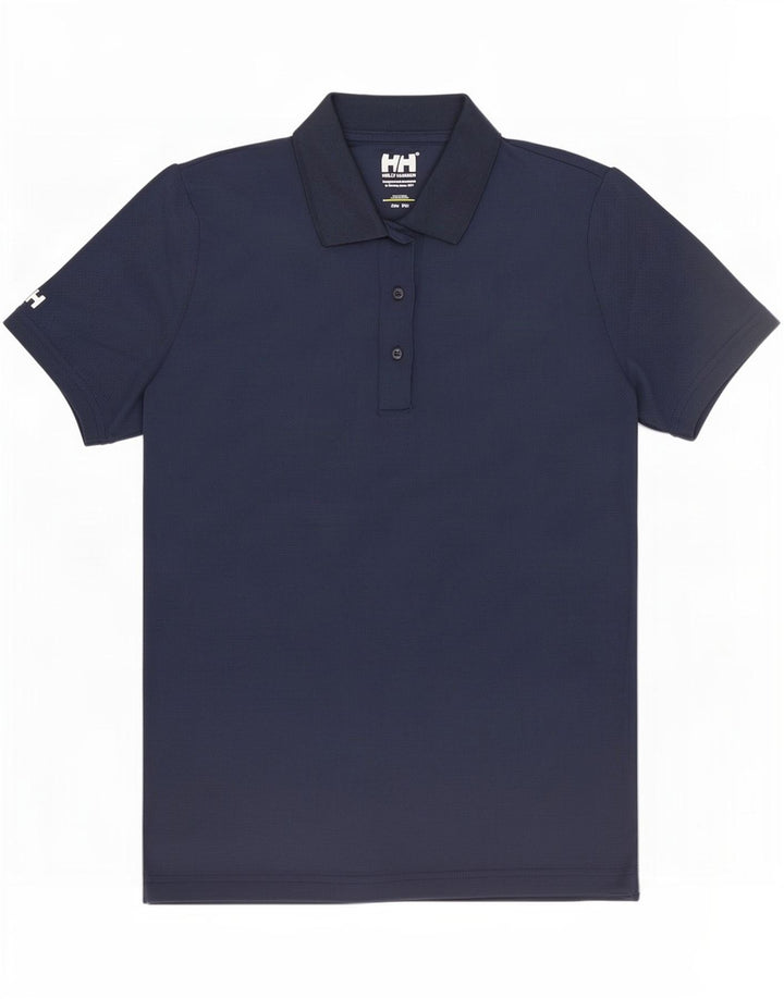 Helly Hansen Dame Polo Shirt UK 14 Medium Navy Blue Polyamid
