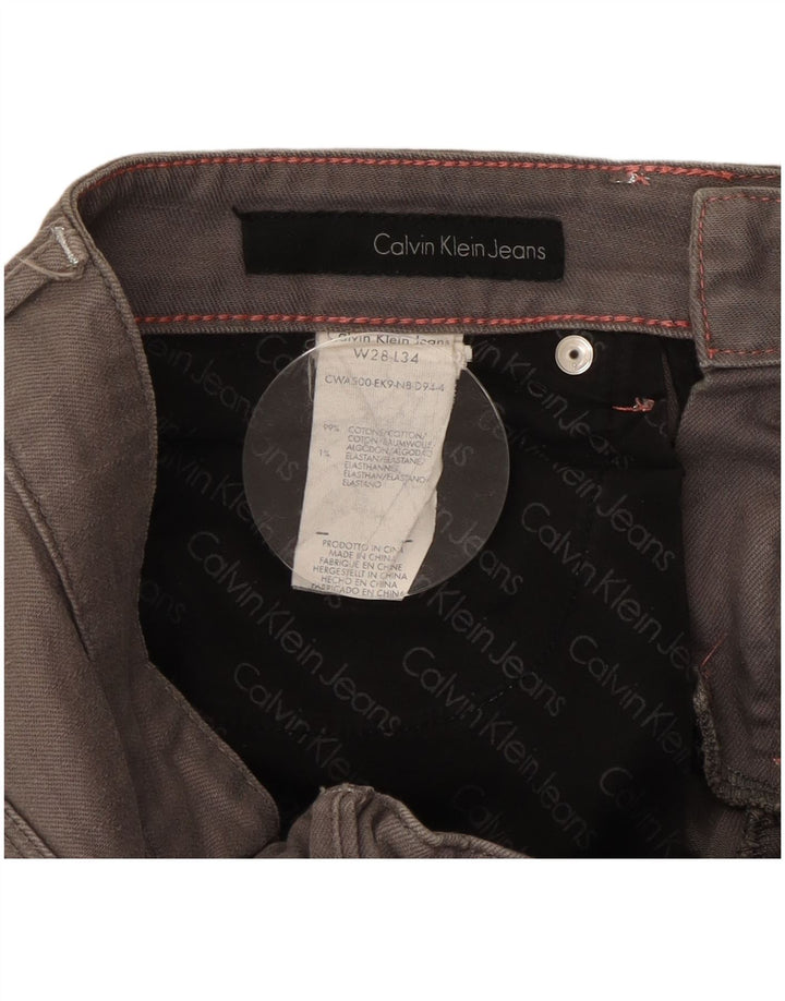 Calvin Klein Dame Slim Jeans W28 L34 Grå Bomuld