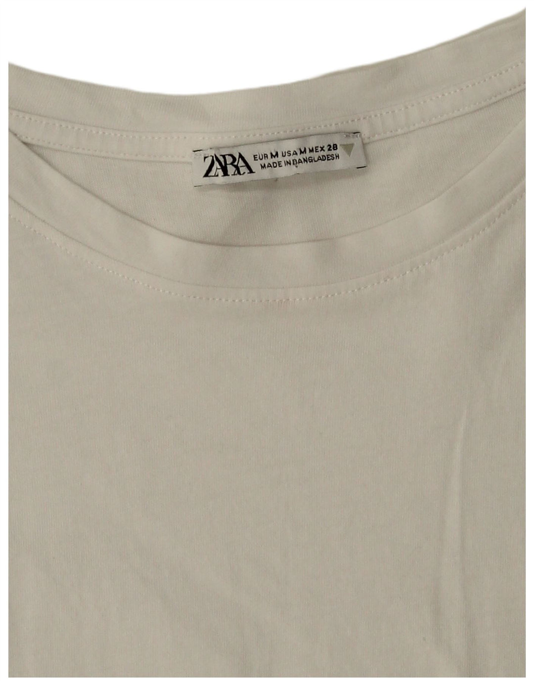 Zara Womens Crop T-Shirt Top UK 14 Medium White Bomuld