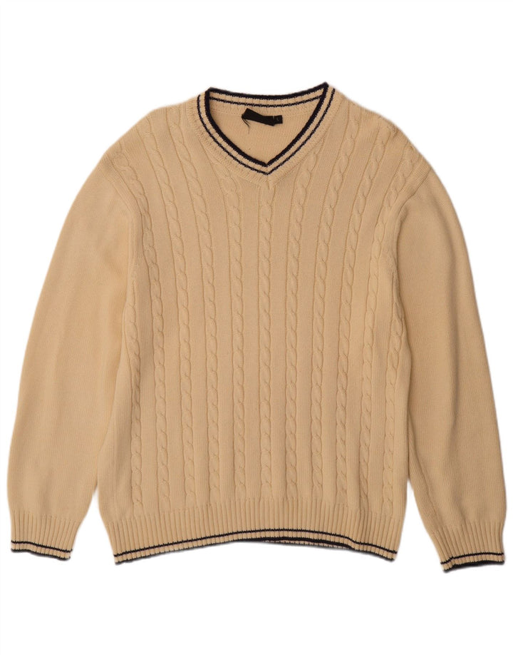 Jeanagers Herre V-hals sweater Stor Beige Bomuld