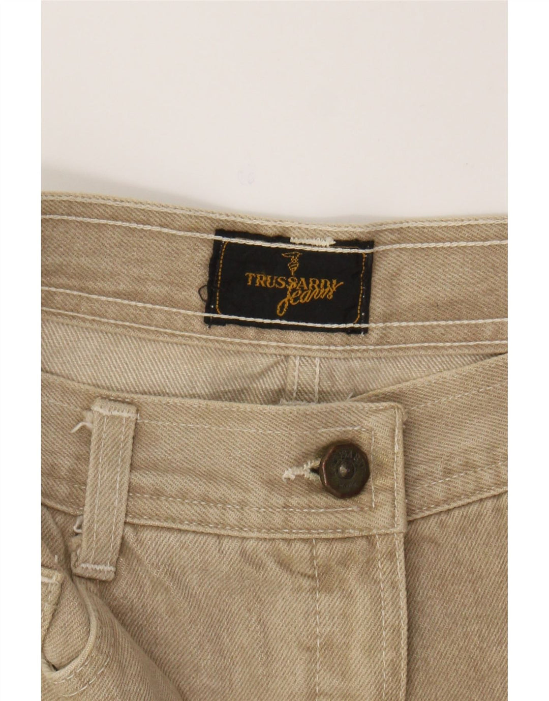 TRUSSARDI Womens Denim Skirt W30 Medium  Beige Cotton Vintage Trussardi and Second-Hand Trussardi from Messina Hembry 