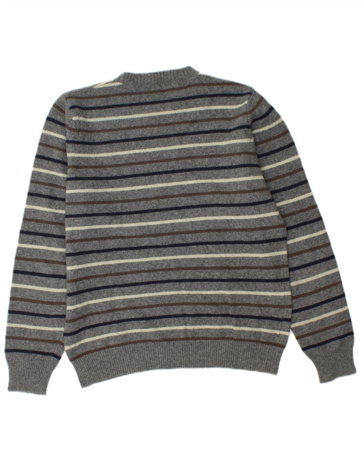 Benetton Herre Crew Neck Jumper Sweater Medium Grå Stribet