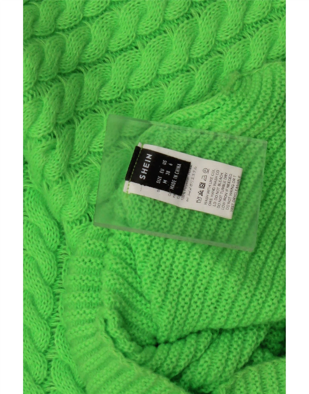 SHEIN Dame Crop Roll Neck sweater UK 12 Medium Green Polyester