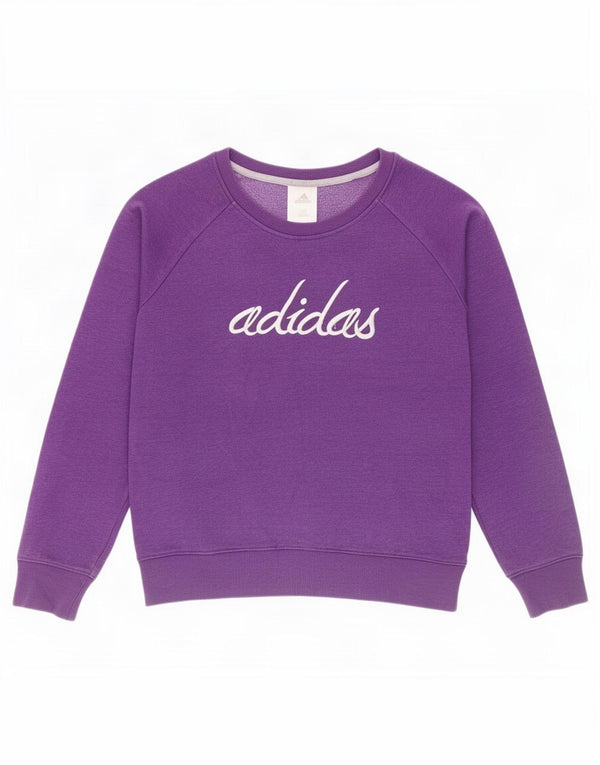 Adidas Dame Grafisk Sweatshirt Jumper UK 14 Medium Lilla Bomuld