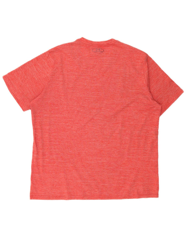 Under Armour Herre Heat Gear T-Shirt Top 2XL Rød Flecked Polyester
