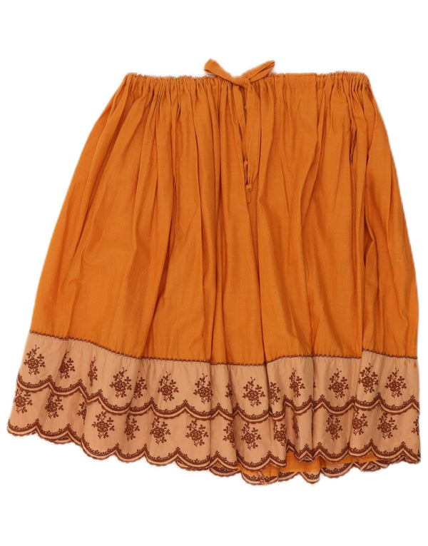 Vintage Womens Pleated Tiered Skirt W28 Medium Yellow Floral