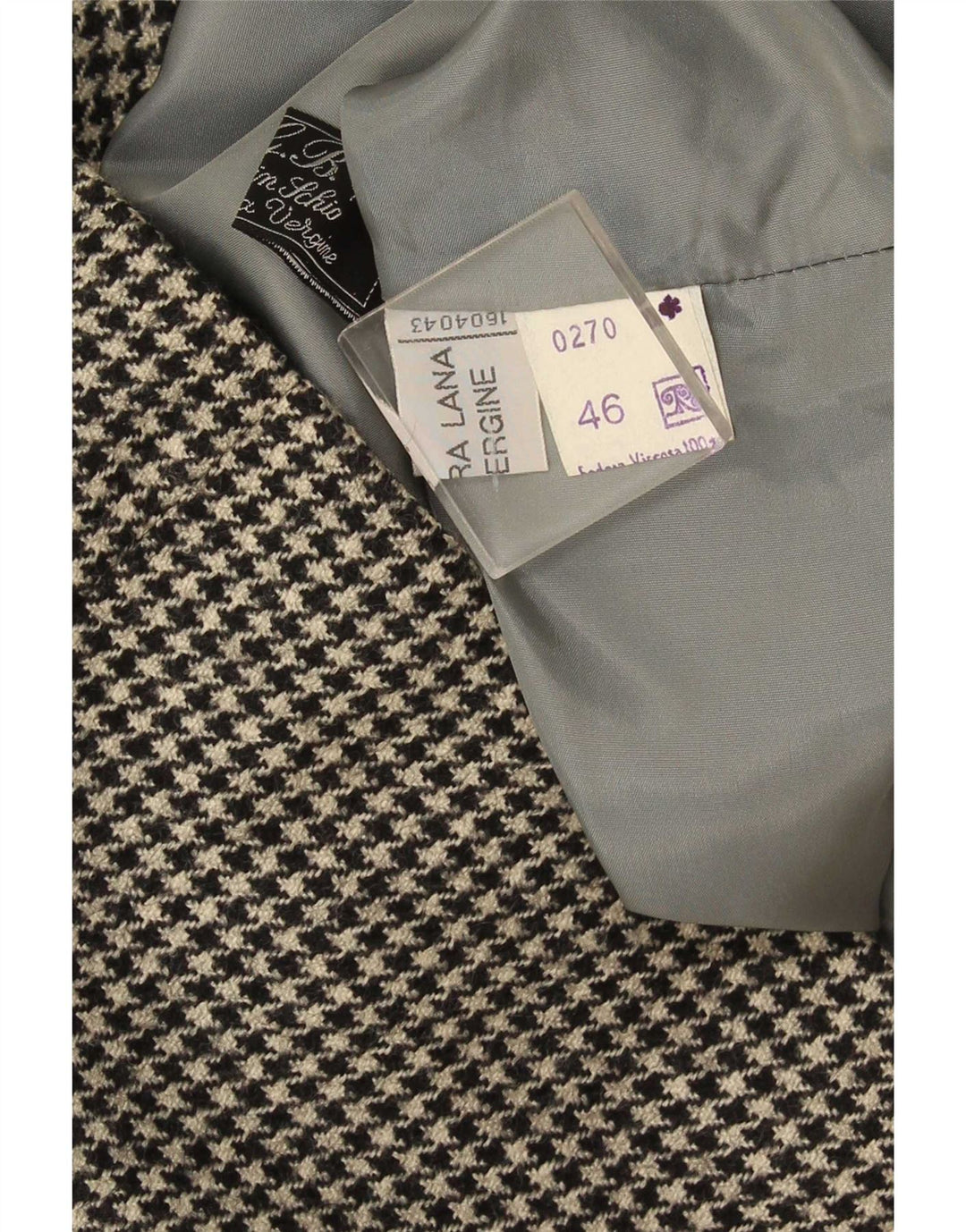 Vintage dobbeltradet blazerjakke til kvinder IT 46 Large Black Houndstooth