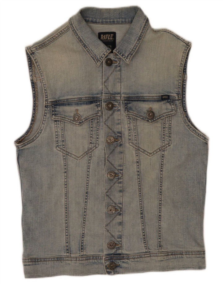 Rifle Herre Denim Gilet UK 38 Medium Blue Cotton