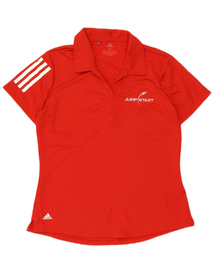 ADIDAS Dame poloshirt UK 12/14 Medium Rød Polyester