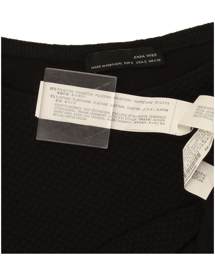 Zara Dame Top 3/4 ærme UK 10 Lille sort polyester