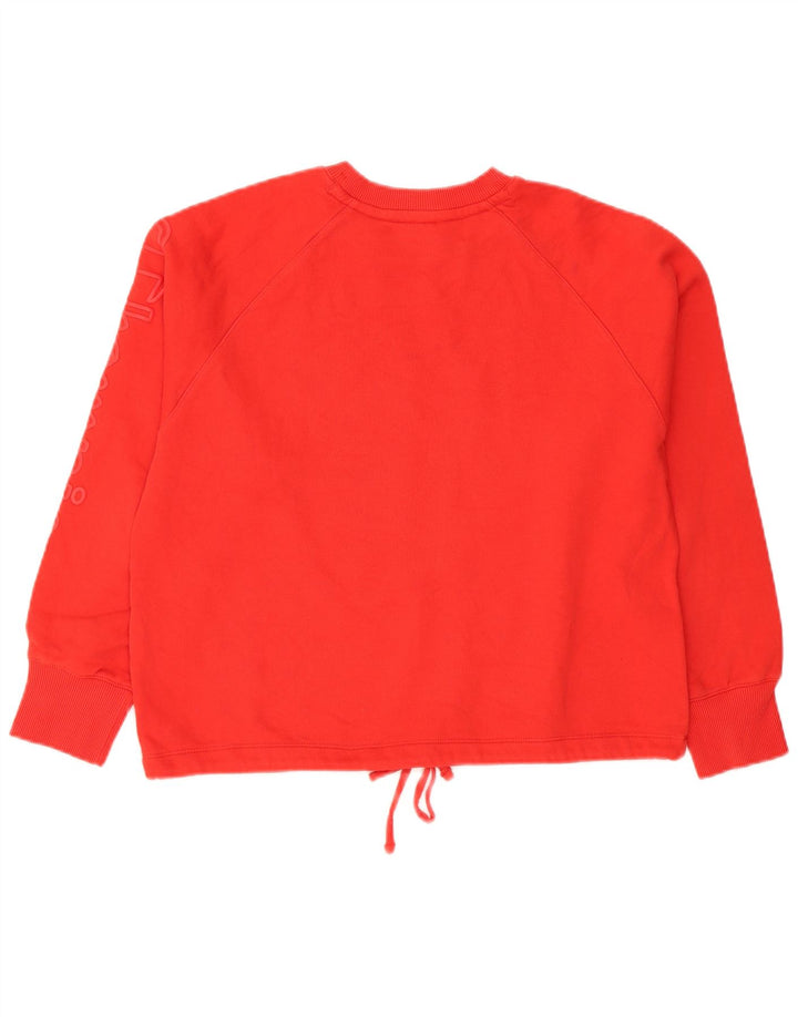 Champion Dame Grafisk Sweatshirt Jumper UK 14 Medium Rød Colourblock