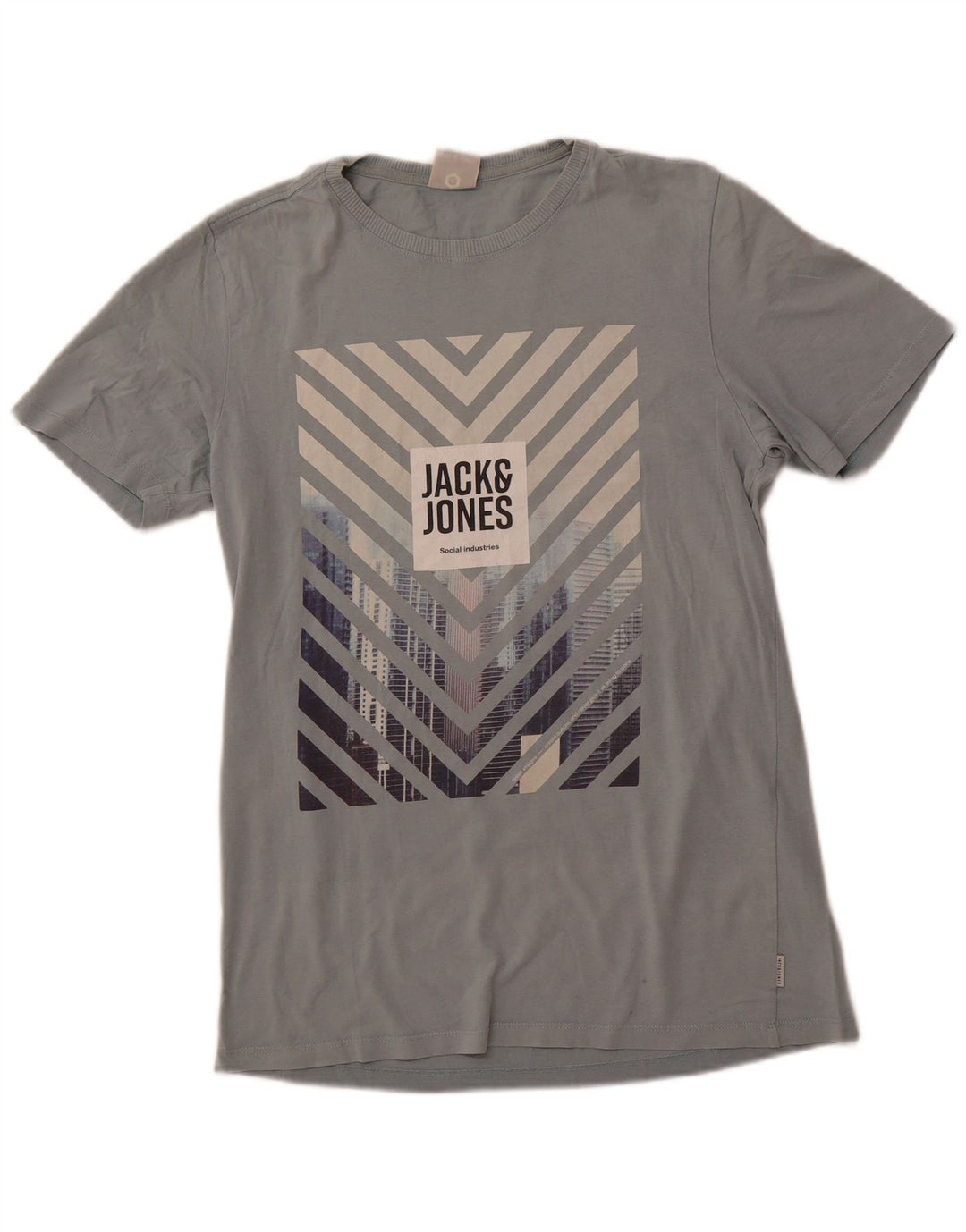 JACK & JONES Herre grafisk T-shirt Top Lille blå bomuld