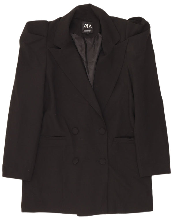 Zara Dame Dobbeltradet Oversized Blazer Jacket UK 10 Small Black