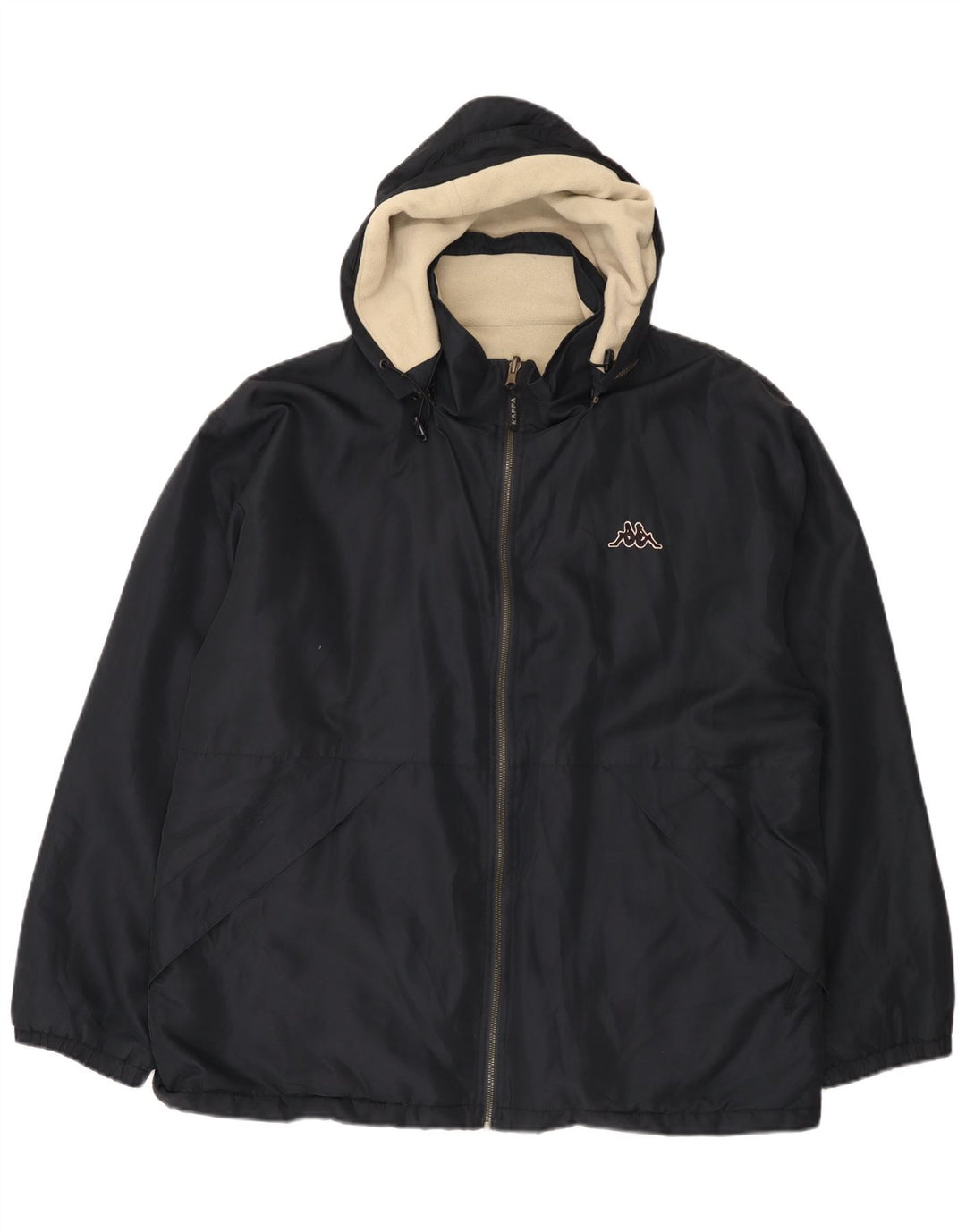 Kappa Herre Hætte Vendbar Windbreaker Jacket UK 40 Large Navy Blue