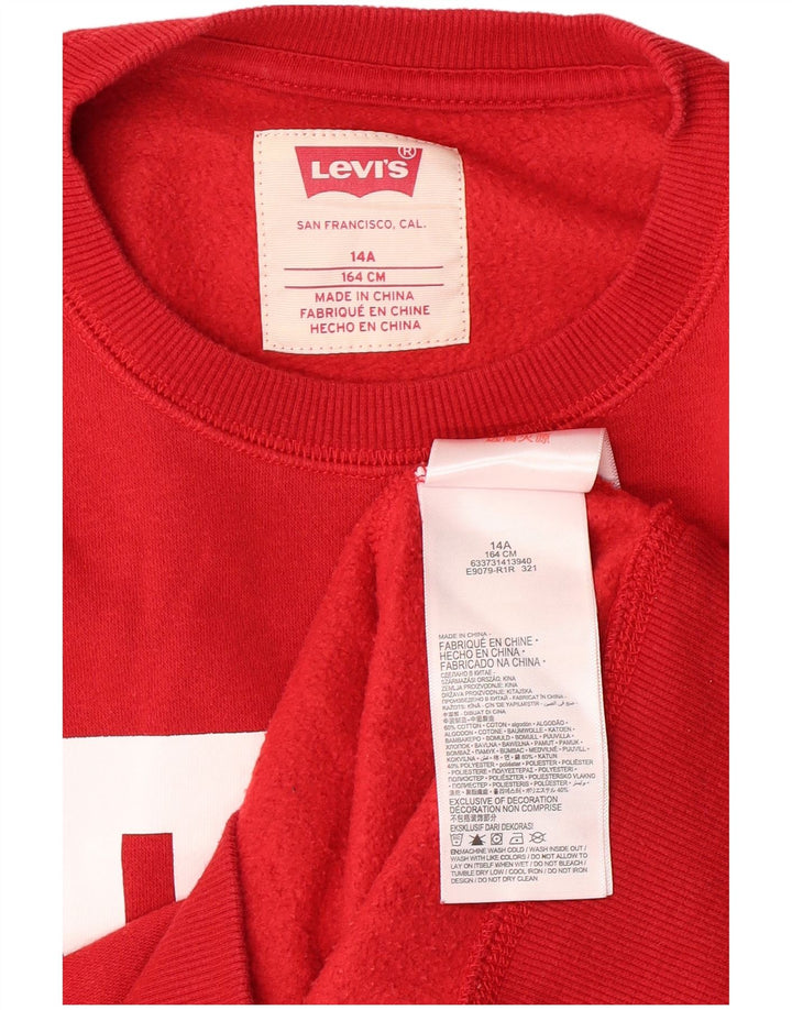 LEVI'S Boys Grafisk Sweatshirt Jumper 13-14 år Rød Bomuld
