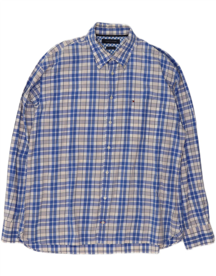 Tommy Hilfiger herreskjorte XL blå ternet bomuld