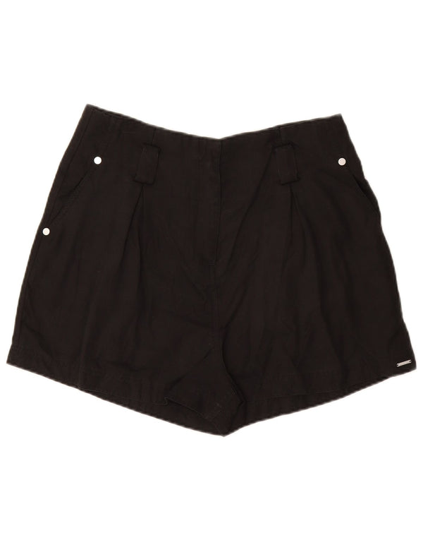 SUPERDRY Womens High Waist Chino Shorts UK 10 Small W28  Black Lyocell
