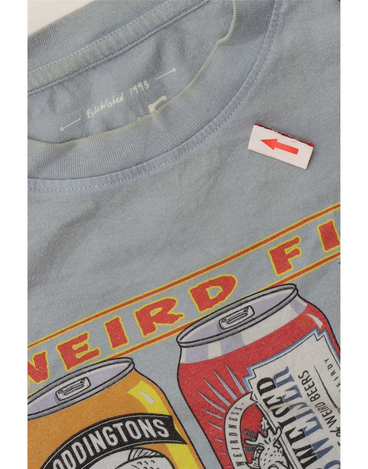Weird Fish Herre Grafisk T-Shirt Top Stor Blå Bomuld