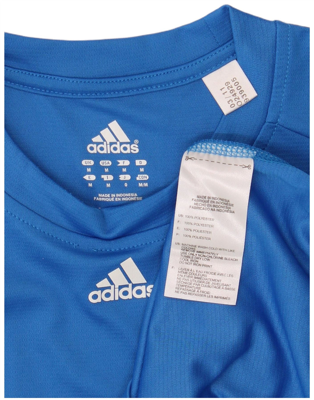 ADIDAS Herre T-Shirt Top Medium Blue Polyester