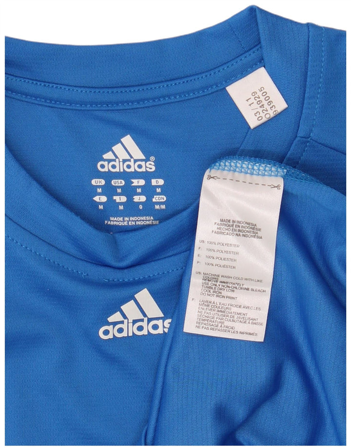 ADIDAS Herre T-Shirt Top Medium Blue Polyester