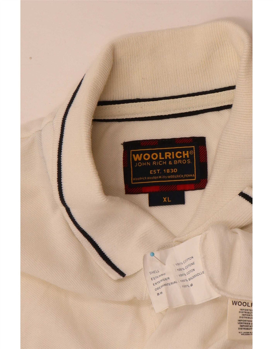 Woolrich herre poloshirt XL hvid bomuld